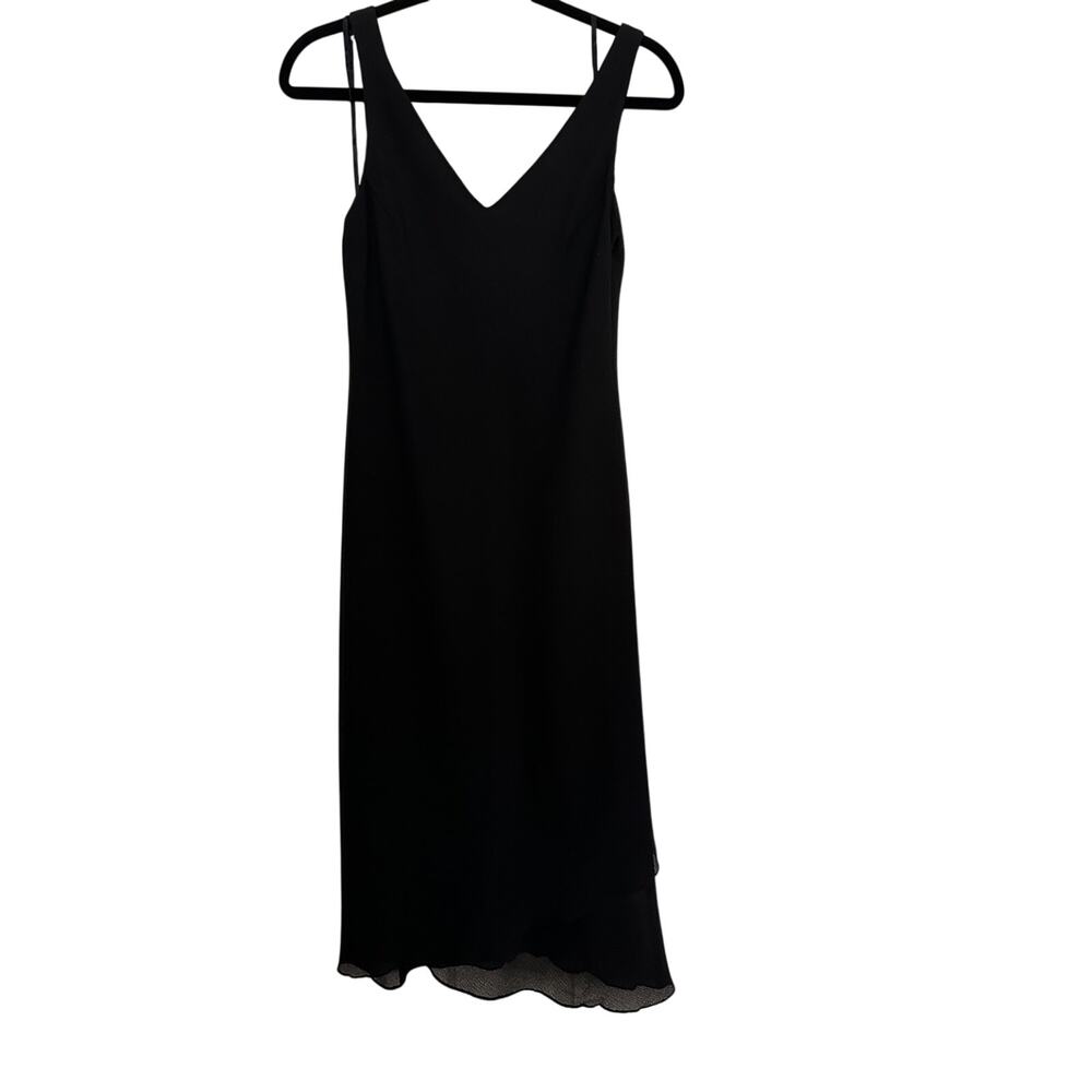 Vintage Jones New York Slip Dress Size 6 Black MIdi Length V-Neck Formal - Picture 6 of 14